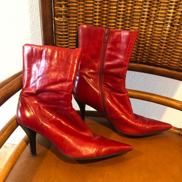 Red Leather Boots - Picture 1 of 8